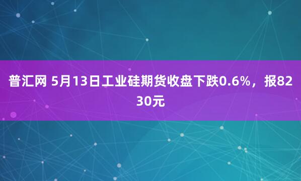 普汇网 5月13日工业硅期货收盘下跌0.6%，报8230元